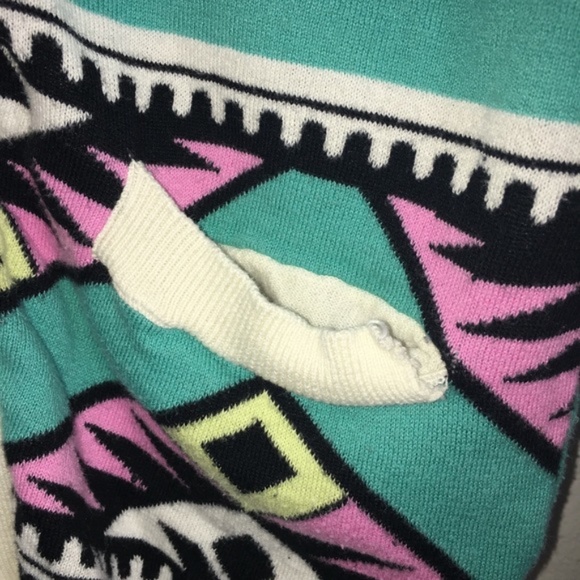 Nollie Geometric Aztec Print Teal Cardigan Juniors Size Small - Picture 4 of 8